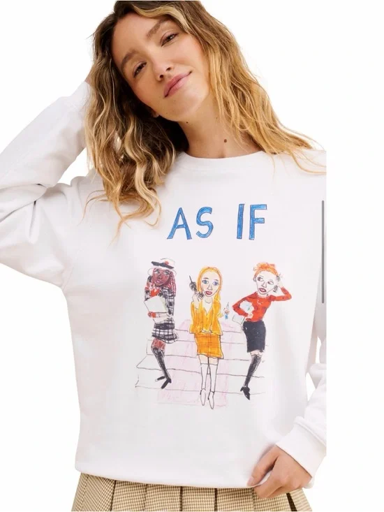 White 'AS IF' Graphic Sweatshirt - Picture 1 of 10